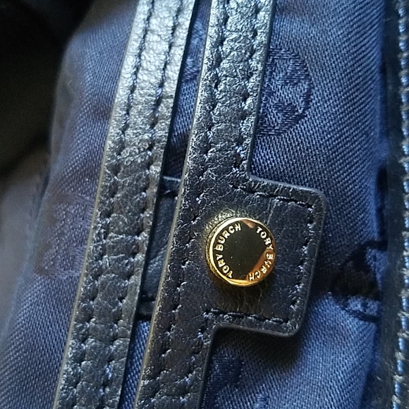 Tory Burch Navy Blue Nylon Cinched Tote Bag - Picture 11 of 14